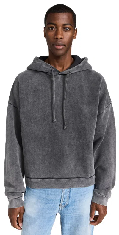 Acne Studios Men Logo Cotton Hoodie In Gray