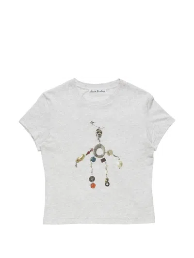 Acne Studios Fitted Graphic T-shirt In Gray