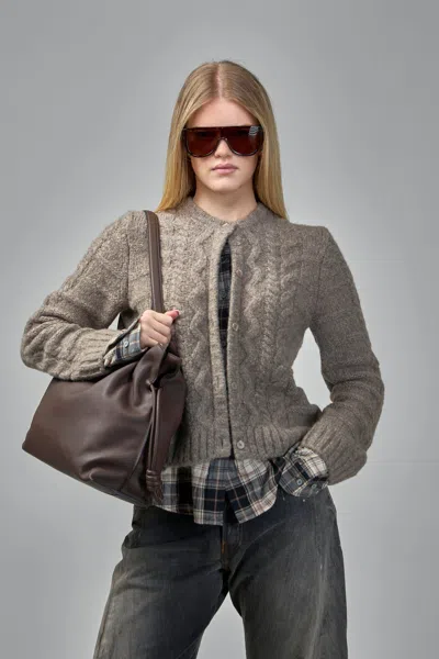 Acne Studios Fitted Layered Cardigan In Brown