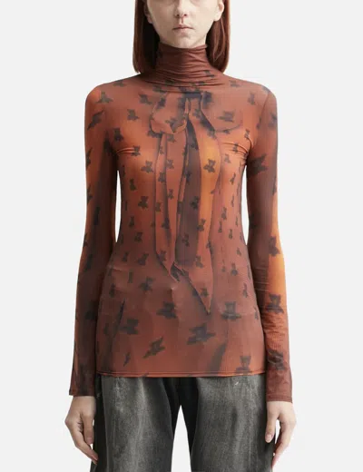 Acne Studios Fitted Print T-shirt In Brown