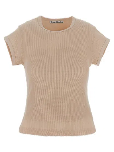 Acne Studios Fitted Ribbed T In Beige