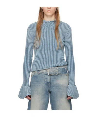 Acne Studios Flared Cuff Knitted Pullover In Blue