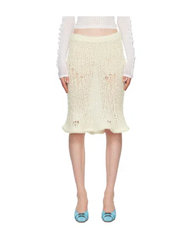 Acne Studios Flared Hollowed Out Knitted Skirt In White