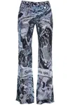 Acne Studios Printed High-rise Flared Pants In Aqua