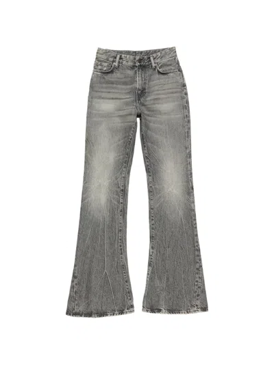 Acne Studios Black Faded Flared Jeans In Animal Print