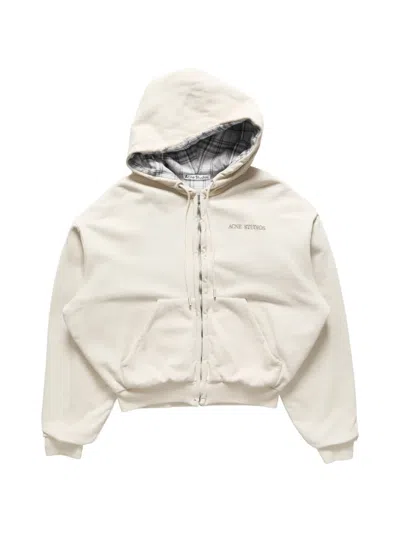 Acne Studios Fleece Hoodie With Logo In Neutrals