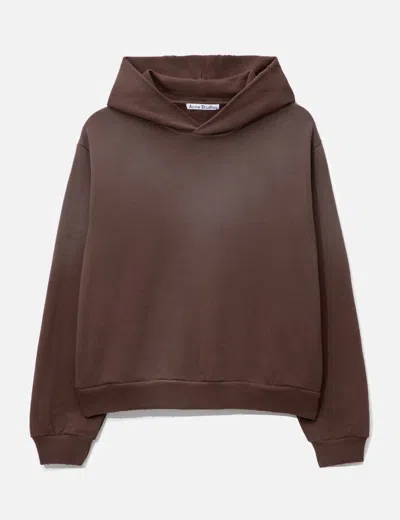 Acne Studios Fleece Logo Hoodie In Brown