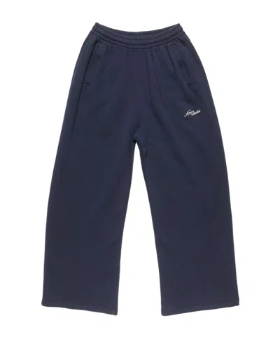 Acne Studios Fleece Logo Sweatpants In Blue