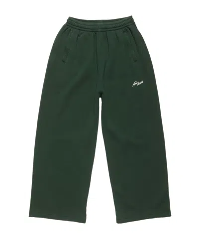 Acne Studios Fleece Logo Sweatpants In Green