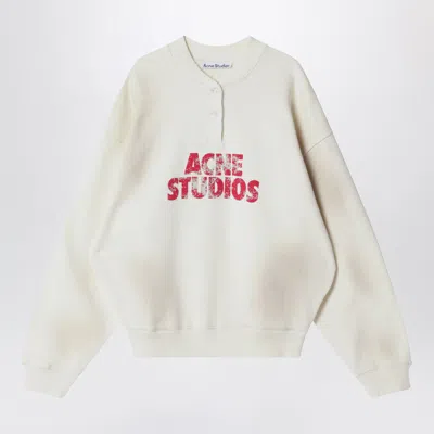 Acne Studios Fleece Logo Sweatshirt Off White