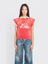 Acne Studios Distressed Graphic Top In Red