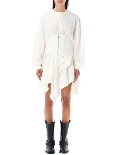 Acne Studios Fleece Mini Dress In White