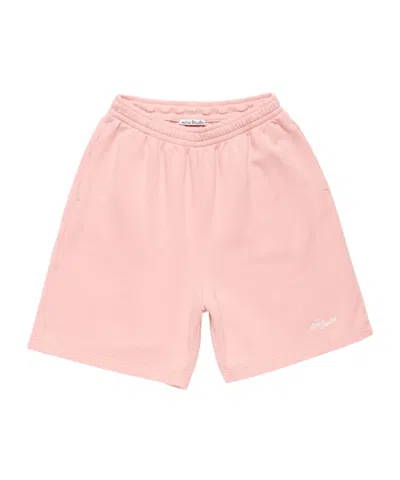Acne Studios Fleece Shorts With Logo In Pink
