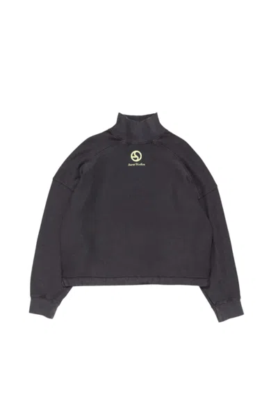 Acne Studios Logo-print High-neck Sweater In Gray