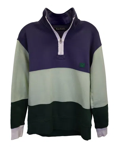 Acne Studios Flint Flag Face Sweatshirt In Green Cotton