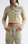 Acne Studios Flocked Denim Crop Jacket In Neutral