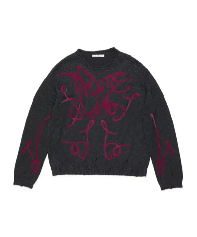 Acne Studios Flocked-logo Distressed Jumper In Black