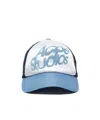 Acne Studios Flocked-logo Mesh Hat In Blue
