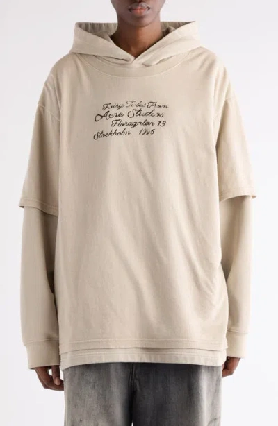 Acne Studios Floor Fairy Tale Layered Logo Graphic Hoodie In Neutral