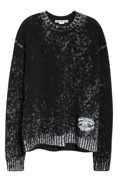 Acne Studios Floragatan 13 Cotton Blend Sweater In Black/white