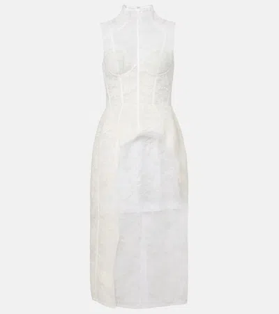 Acne Studios Floral Cotton-blend Lace Corset Dress In White