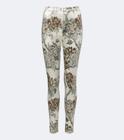 Acne Studios Floral Jersey Slim Pants In Multi