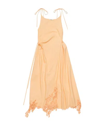 Acne Studios Daya Guipure Lace Handkerchief Hem Cotton Slipdress In Pastel Orange