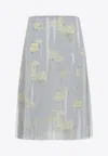 Acne Studios Iranee Floral Georgette Skirt In Gray