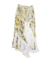 Acne Studios Floral-print Asymmetric Fringed Skirt In White