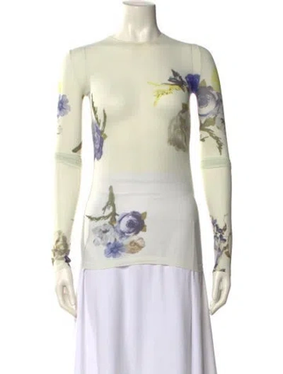 Pre-owned Acne Studios Floral Print Bateau Neckline T-shirt In Neutral