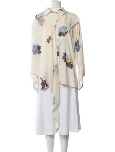 Pre-owned Acne Studios Floral Print Cowl Neck Tunic In Multicolor