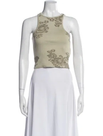 Pre-owned Acne Studios Floral Print Crew Neck Crop Top In Neutral