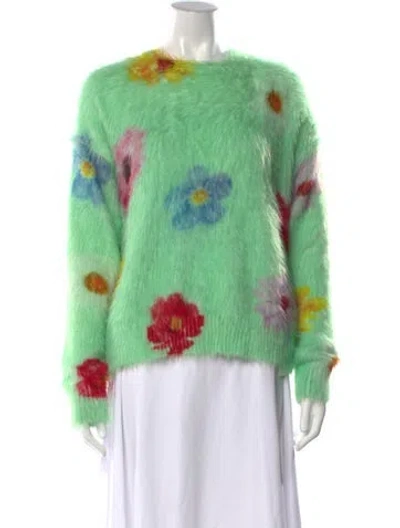 Pre-owned Acne Studios Floral Print Crew Neck Sweater W/ Tags In Green