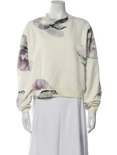 Pre-owned Acne Studios Floral Print Crew Neck Sweatshirt In Neutrals