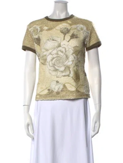 Pre-owned Acne Studios Floral Print Crew Neck T-shirt In Green