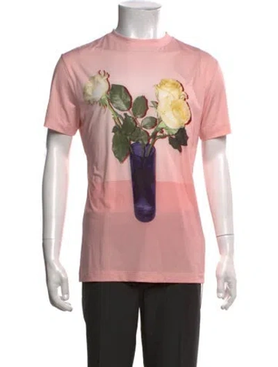 Pre-owned Acne Studios Floral Print Crew Neck T-shirt W/ Tags In Pink