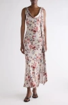 Acne Studios Womens Multi Beige Dotti Floral-print Satin Midi Dress In Brown