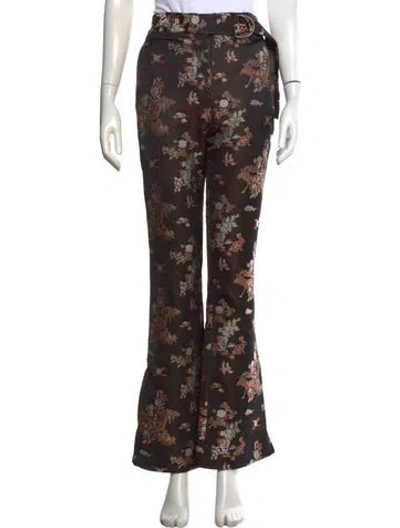 Pre-owned Acne Studios Floral Print Flared Pants In Black