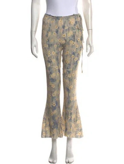 Pre-owned Acne Studios Floral Print Flared Pants In Neutrals