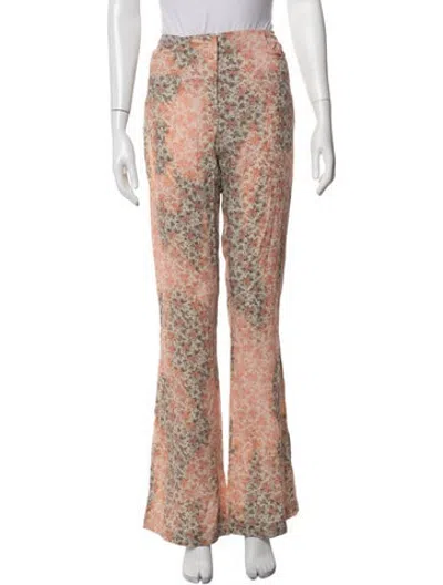 Pre-owned Acne Studios Floral Print Flared Pants In Pink