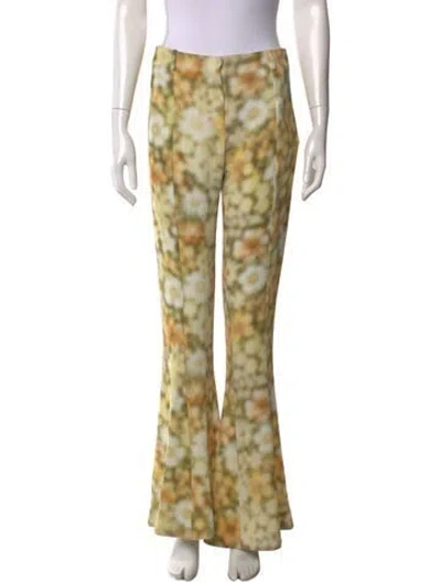 Pre-owned Acne Studios Floral Print Flared Pants In Yellow