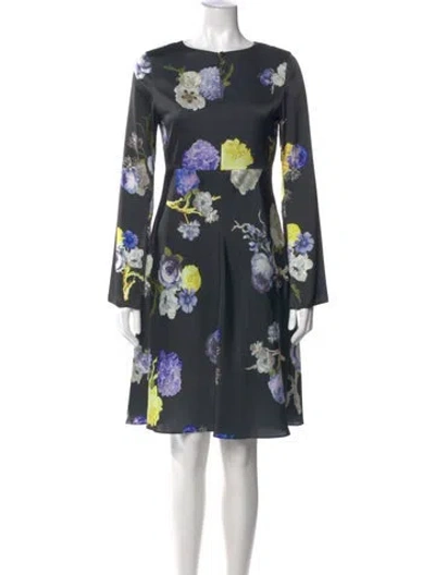 Pre-owned Acne Studios Floral Print Knee-length Dress In Black