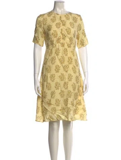Pre-owned Acne Studios Floral Print Knee-length Dress In Yellow
