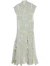 Acne Studios Layered Chiffon And Floral-print Crepe Maxi Dress In Grey