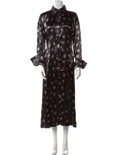 Pre-owned Acne Studios Floral Print Long Dress In Black