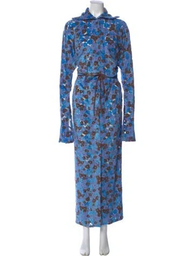 Pre-owned Acne Studios Floral Print Long Dress In Blue