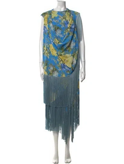 Pre-owned Acne Studios Floral Print Long Dress In Blue