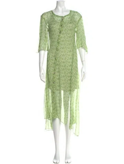 Pre-owned Acne Studios Floral Print Long Dress In Green