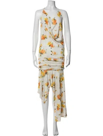 Pre-owned Acne Studios Floral Print Long Dress In Neutral