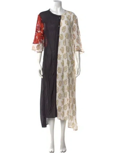 Pre-owned Acne Studios Floral Print Long Dress In Neutrals